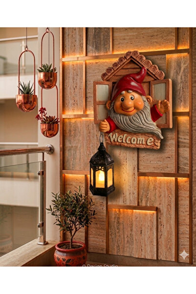 evdeki atölyem Dekoratif Welcome Yazılı Fenerli Balkon &Kapı cücesi