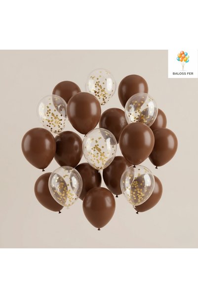 baloss fer Engagement Ornaments Balloon Set 20 Pieces Brown Gold Confetti Transparent Balloon