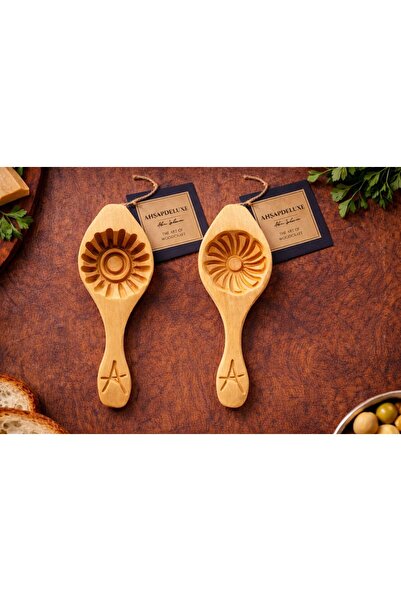 Ahşapdeluxe Kerebiç-Kömbe-Kurabiye kalıbı-Ahşap İkili Set-Ahşapdeluxe