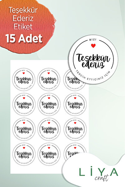 LiyaCraft Paketlemeye özel 15 adet sticker, Teşekkür Ederiz.