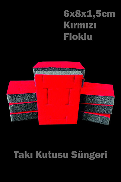 ÇUKUROVA ÜTÜ 6x8x1,5 cm 24 Adet KIRMIZI Sünger Takı Kutusu Süngeri Floklu