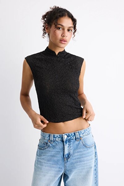 Noi Belis Çapraz Düğme Detaylı Vücudu Saran Örme Bluz SS26BZ0152
