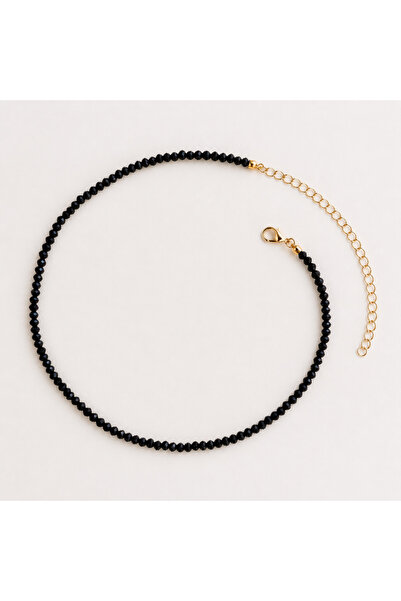 GlaMLo Accessories Κομψό μαύρο κολιέ τσόκερ με χάντρες