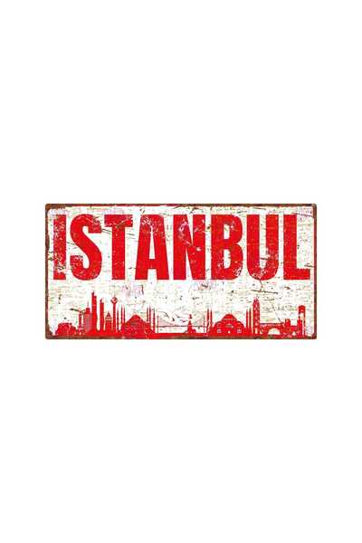 AYNED Print İstanbul Silüetli Ahşap Tabela – Vintage Görünümlü Dekoratif Duva...