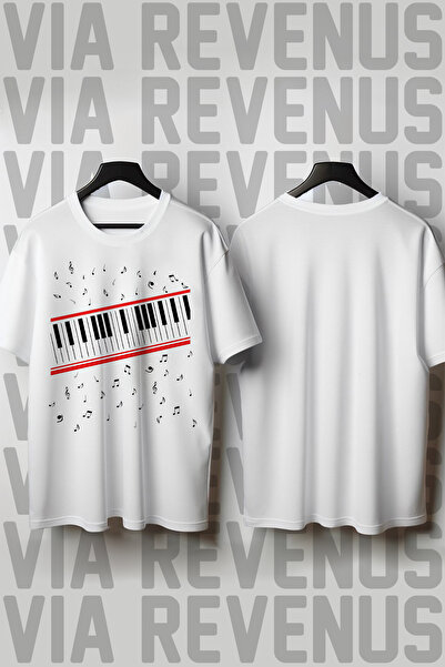 Vordevia Μάικλ Τζάκσον - Μπλουζάκι Unisex με στάμπα πιάνου, 100% βαμβάκι