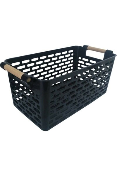 Senin Dükkanın 4 Adet Ahşap Renk Plastik Saplı Organizer Sepet Düzenleyici (S...