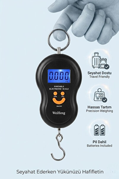 Ouptec Dijital El Kantarı 50 Kg Elektronik Hassas Tartı Bavul Valiz Bagaj Tartı