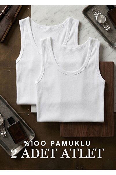 QKK 100% βαμβακερό σετ 2 ανδρικών εσώρουχων - Λευκό αντιιδρωτικό χτενισμένο β...