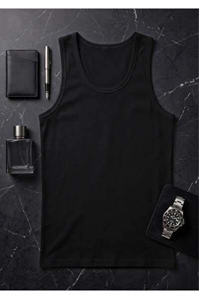 QKK Men's Black Modal Cotton Undershirt - Soft Textured Premium Undershirt