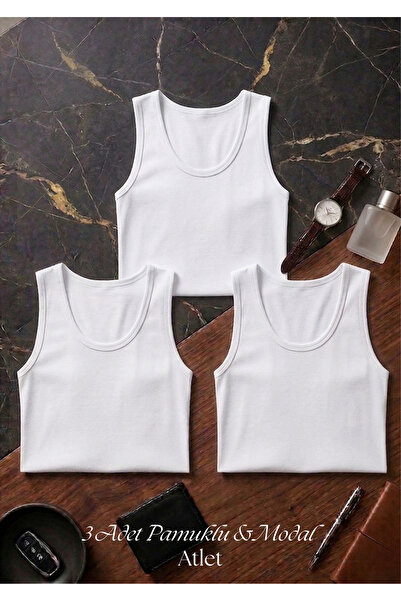 QKK Ανδρικό σετ 3 τεμαχίων από λευκό βαμβακερό εσώρουχο - Εσώρουχο υψηλής ποι...