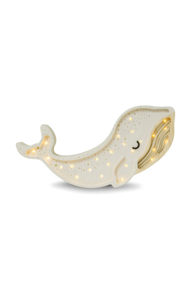 PETIT-ATELlER White Cream Wooden Whale LED Night Light Decorative Nursery Kid...