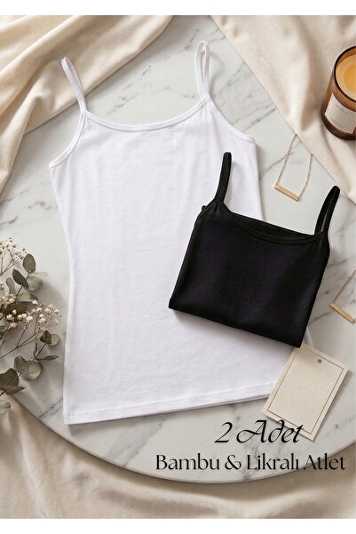 QKK Γυναικείο Ασπρόμαυρο Αθλητικό Τοπ από Μπαμπού Λύκρα με Λεπτές Τιράντες - ...