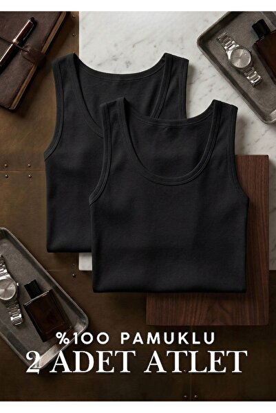 QKK 100% βαμβακερό σετ 2 ανδρικών εσώρουχων - Μαύρο εσώρουχο από χτενισμένο β...