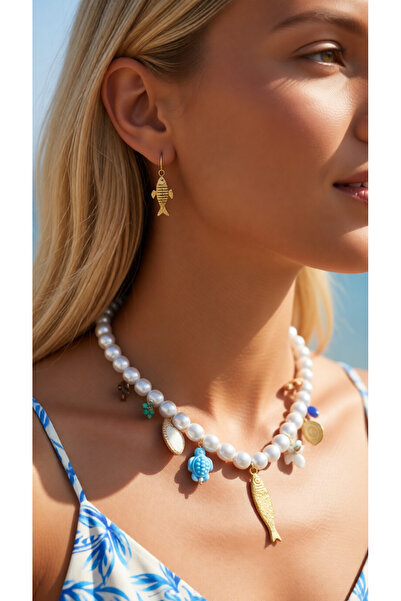 İNN JEWELLERY Çelik Kolye Kararmaz Antialerjik İncili Figürlü (2 YIL İTHALATÇ...