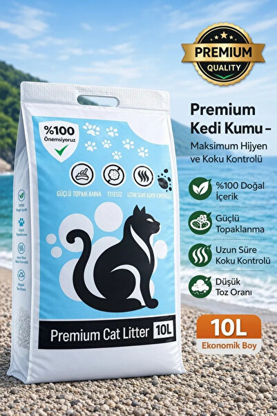 Biryirmi Doğal İçerikli Naturel Kokusuz Bentonit Kedi Kumu 10 Litre Tozdan Ar...