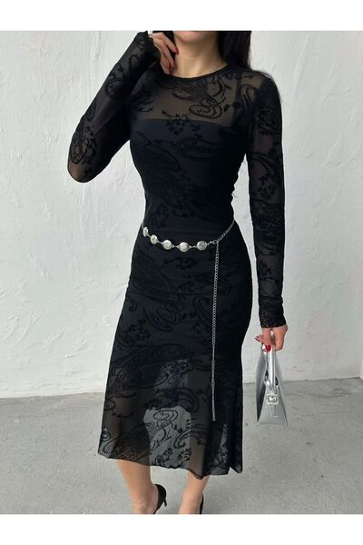 Queensland Κομψό φόρεμα μίντι με λεπτομέρεια στη ζώνη και επένδυση