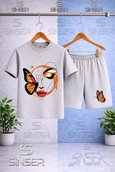 SS SİNSER Παιδικό BUTTRFLY GIRLS YUZU Πορτοκαλί Μπλουζάκι με στάμπα με λαιμόκ...