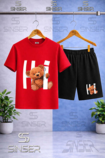 SS SİNSER Παιδικό μπλουζάκι με στάμπα HI AYICIK YAZI IN WHITE με λαιμόκοψη πο...