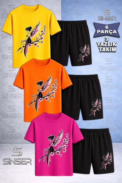 SS SİNSER Παιδικό ΚΟΡΙΤΣΙΣΤΙΚΟ ΣΕΤ Μπλουζάκι με στάμπα και σορτς 3 τεμαχίων -...