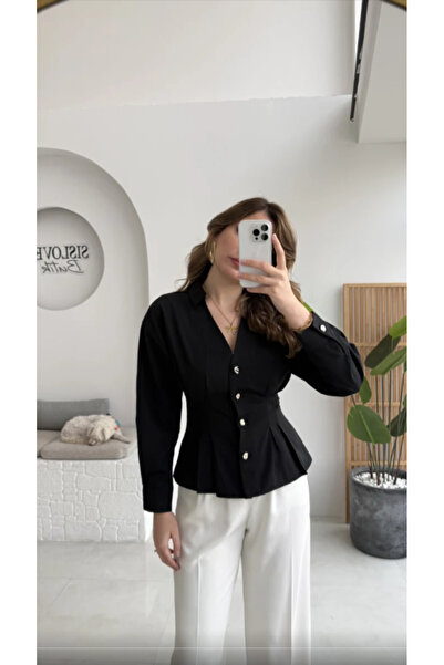 PIOVE Women's Drawstring Detailed Shirt – Stylish and Fitted to the Body