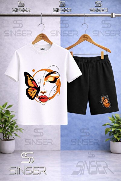 SS SİNSER Παιδικό BUTTRFLY GIRLS YUZU Πορτοκαλί Μπλουζάκι με στάμπα με λαιμόκ...