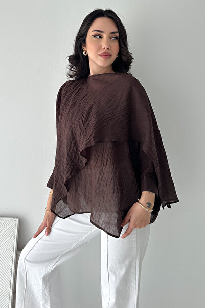 Noa&Noa Γυναικεία διαφανής μπλούζα oversized – Ασύμμετρη κοπή, χαλαρή και κομ...