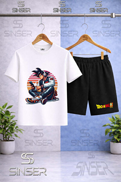 SS SİNSER Children's Goku Phone Headset Sitting Printed Crew Neck T-Shirt - S...
