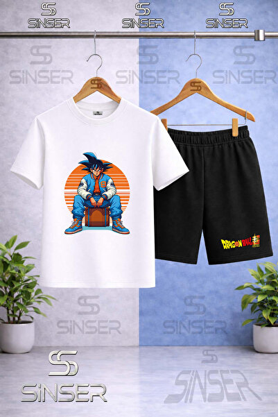 SS SİNSER Παιδικό μπλουζάκι GOKU SITTING ON THE MOON με πορτοκαλί στάμπα και ...