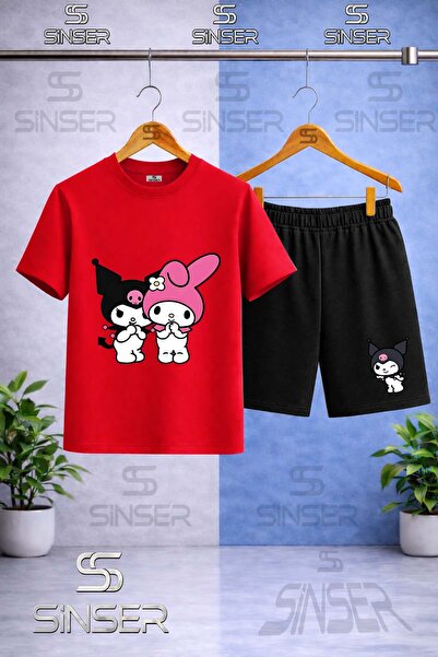 SS SİNSER Παιδικό Σετ T-Shirt και Σορτς KROMI 2LI SIDE BY SIDE με στάμπα και ...