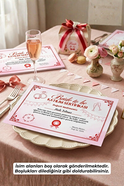 Metranya Bekarlığa Veda Katılım Sertifikası 8 Adet Bride To Be Partisi Eğlenceli Geline Hediye Düğün Konsepti