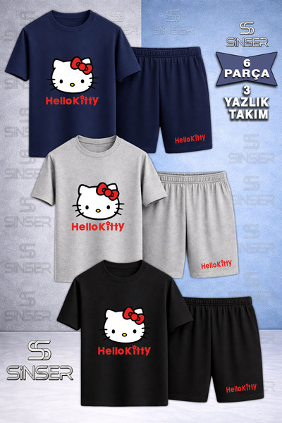 SS SİNSER Παιδικό Σετ HELLO KITTY RED WRITING με στάμπα με λαιμόκοψη 3 τεμαχί...