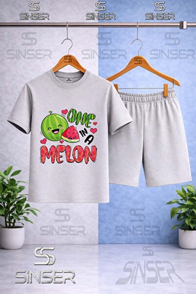 SS SİNSER Children's Watermelon One Melon Printed Crew Neck T-Shirt - Shorts Set