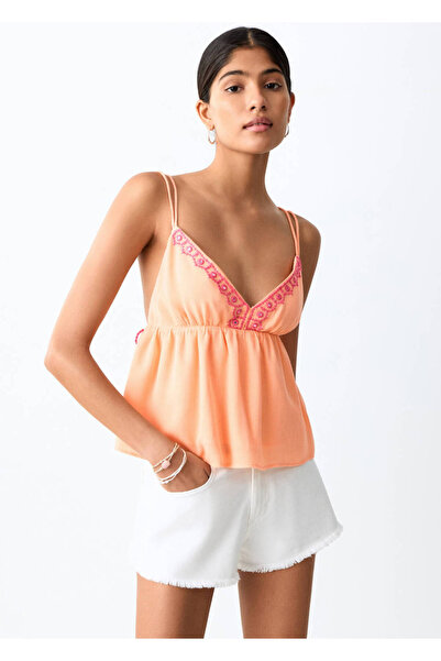 Mango Teen İşleme detaylı askılı bluz