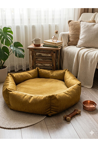 Premium Kadife Kedi ve Köpek Yatağı – Gold Serisi