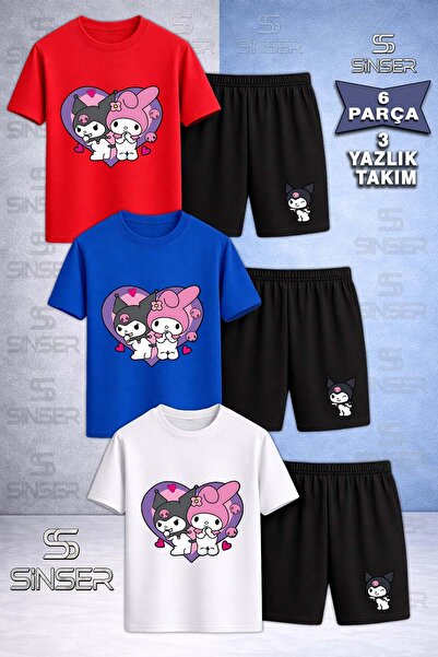 SS SİNSER Παιδικό T-shirt KROMI 2LI KALP ICINDE με στάμπα και λαιμόκοψη 3 τεμ...
