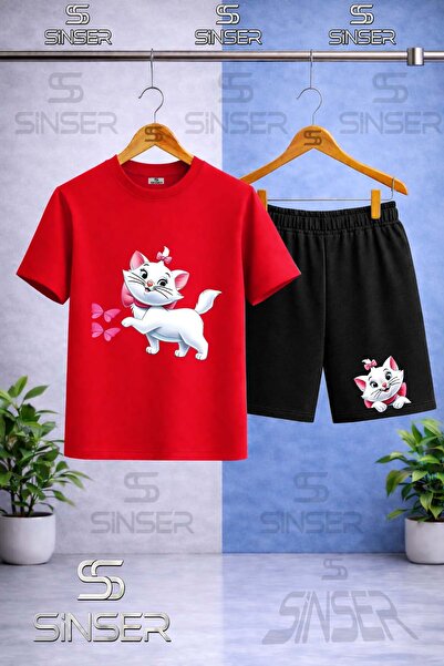 SS SİNSER تي شيرت للأطفال مطبوع عليه KEDI KURDALELI BUTTERFLY برقبة دائرية - ...