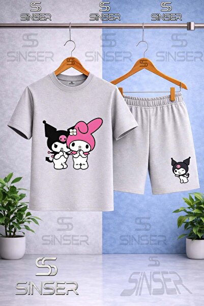 SS SİNSER Παιδικό Σετ T-Shirt και Σορτς KROMI 2LI SIDE BY SIDE με στάμπα και ...