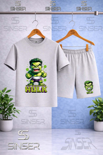 SS SİNSER Παιδικό μπλουζάκι με στάμπα HULK ANGRY WALL WRITING - Σετ σορτς