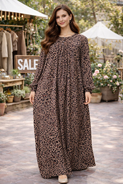 hoaryage Robadan μακρυμάνικο 100% βισκόζη λουλουδάτο φόρεμα μαμάς, φόρεμα προ...