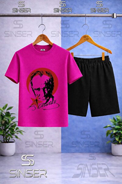 SS SİNSER Children's Ataturk Red Moon Star Black Printed Crew Neck T-Shirt - ...