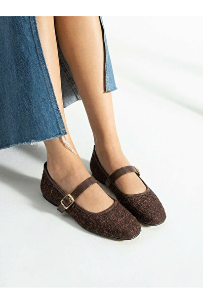 Encool Γυναικεία Καφέ Παπούτσια Μπαλαρίνας – Μοντέλο Mary Jane με αγκράφα, Κα...