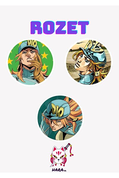 Hara Company Jojo Animesi Diego Brando Anime Rozet Seti 3’lü