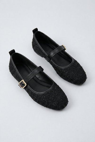 Encool Women's Black Ballerina Shoes – Stylish and Comfortable Everyday Ballerinas, Daily Ballerina Models