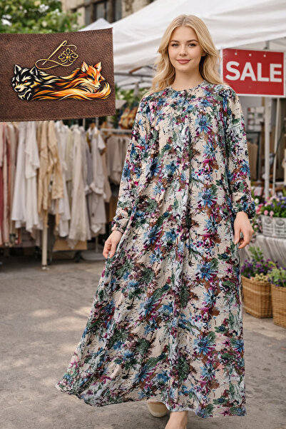 hoaryage Φόρεμα από βισκόζη με μακριά μανίκια, άνετη εφαρμογή, υπερμεγέθη, χα...