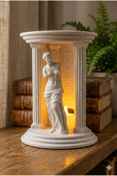 Muffy Stvdio Dekoratif Afrodit Venüs Heykeli LED Mumluk - 17 cm Antik Yunan T...