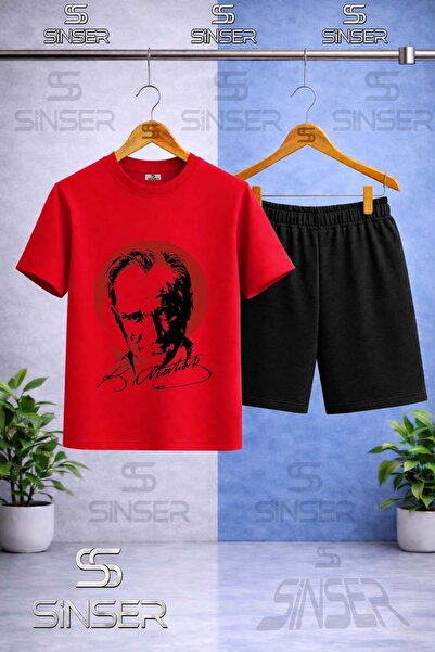 SS SİNSER Children's Ataturk Red Moon Star Black Printed Crew Neck T-Shirt - ...