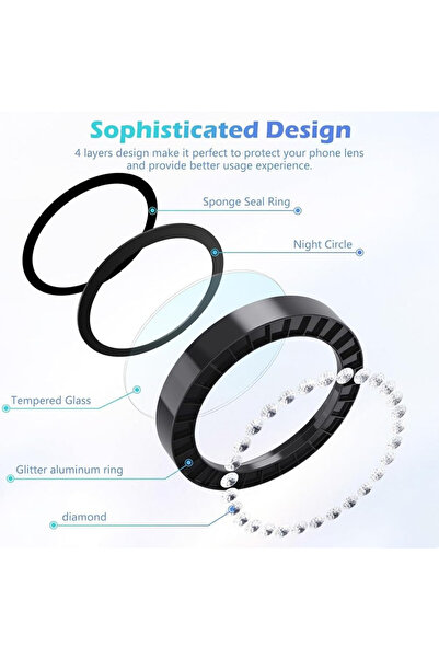 bufalo Samsung Galaxy A26 / A36 / A56 Taşlı Metal Kamera Lens Koruyucu Set