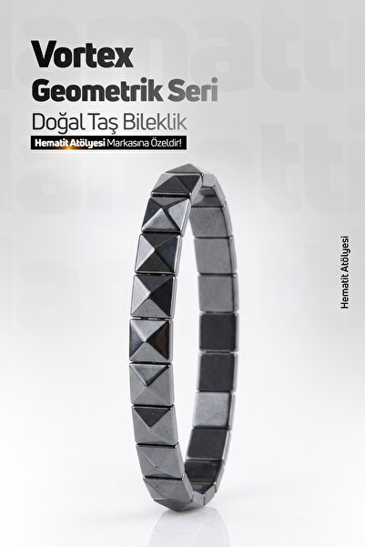 Hematit Atölyesi Vortex Geometric Series Original Natural Stone Hematite Brac...