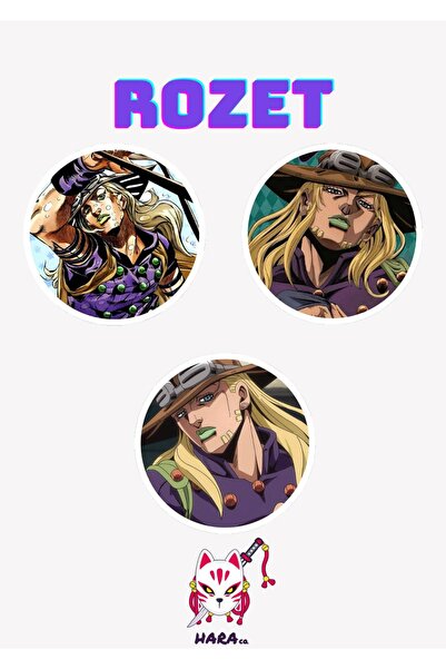 Hara Company Jojo Animesi Gyro Zeppeli Anime Rozet Seti 3’lü