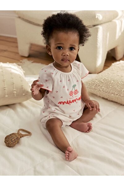 Next Baby White Cherry Embroidered "I Love" Jersey Baby Romper